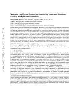 Wearable Healthcare Devices for Monitoring Stress and Attention Level in
  Workplace Environments