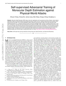 Self-supervised Adversarial Training of Monocular Depth Estimation
  against Physical-World Attacks
