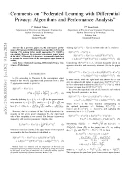 Comments on "Federated Learning with Differential Privacy: Algorithms
  and Performance Analysis"