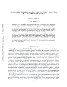 Information Theoretic Guarantees For Policy Alignment In Large Language
  Models
