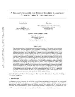 A Relevance Model for Threat-Centric Ranking of Cybersecurity
  Vulnerabilities