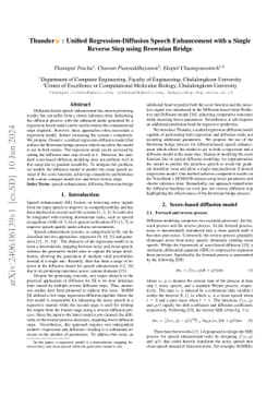Thunder : Unified Regression-Diffusion Speech Enhancement with a Single
  Reverse Step using Brownian Bridge