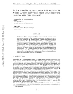Black carbon plumes from gas flaring in North Africa identified from
  multi-spectral imagery with deep learning