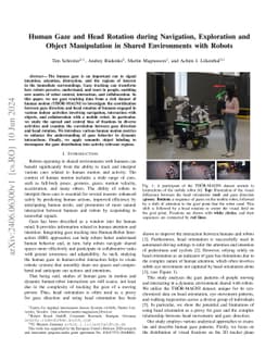 Human Gaze and Head Rotation during Navigation, Exploration and Object
  Manipulation in Shared Environments with Robots