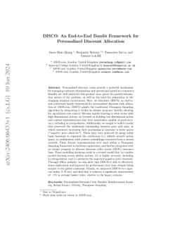 DISCO: An End-to-End Bandit Framework for Personalised Discount
  Allocation