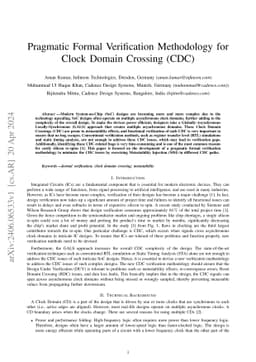 Pragmatic Formal Verification Methodology for Clock Domain Crossing
  (CDC)