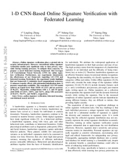 1-D CNN-Based Online Signature Verification with Federated Learning