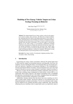 Modeling of New Energy Vehicles' Impact on Urban Ecology Focusing on
  Behavior