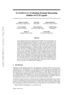 GameBench: Evaluating Strategic Reasoning Abilities of LLM Agents