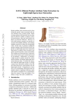 EAVE: Efficient Product Attribute Value Extraction via Lightweight
  Sparse-layer Interaction