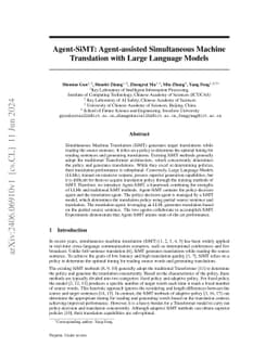Agent-SiMT: Agent-assisted Simultaneous Machine Translation with Large
  Language Models