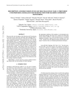 Description and Discussion on DCASE 2024 Challenge Task 2: First-Shot
  Unsupervised Anomalous Sound Detection for Machine Condition Monitoring