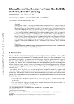 Bilingual Sexism Classification: Fine-Tuned XLM-RoBERTa and GPT-3.5 Few-Shot Learning