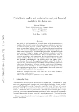 Probabilistic models and statistics for electronic financial markets in
  the digital age