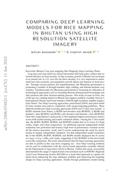 Comparing Deep Learning Models for Rice Mapping in Bhutan Using High
  Resolution Satellite Imagery