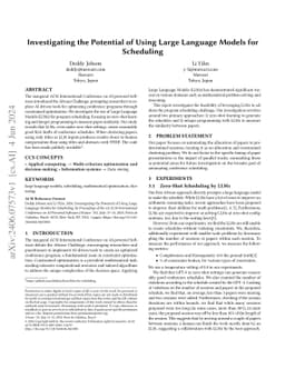 Investigating the Potential of Using Large Language Models for
  Scheduling
