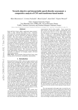 Towards objective and interpretable speech disorder assessment: a
  comparative analysis of CNN and transformer-based models