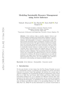 Modeling Sustainable Resource Management using Active Inference