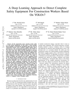 A Deep Learning Approach to Detect Complete Safety Equipment For
  Construction Workers Based On YOLOv7