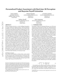 Personalized Product Assortment with Real-time 3D Perception and
  Bayesian Payoff Estimation
