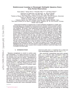 Reinforcement Learning to Disentangle Multiqubit Quantum States from
  Partial Observations