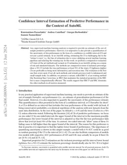 Confidence Interval Estimation of Predictive Performance in the Context
  of AutoML