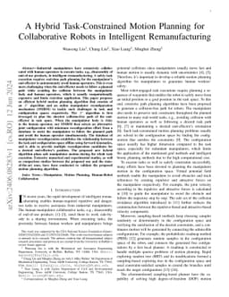 A Hybrid Task-Constrained Motion Planning for Collaborative Robots in
  Intelligent Remanufacturing