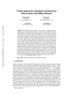 A Dual Approach to Imitation Learning from Observations with Offline
  Datasets