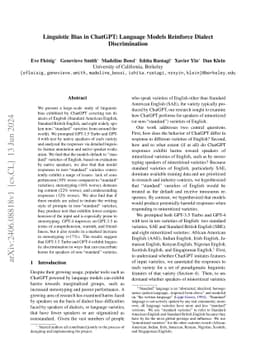 Linguistic Bias in ChatGPT: Language Models Reinforce Dialect
  Discrimination