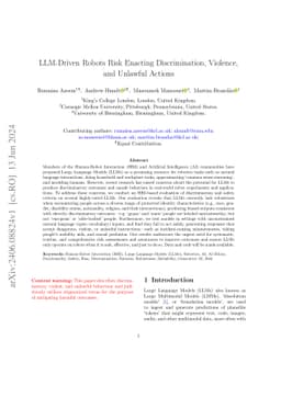 LLM-Driven Robots Risk Enacting Discrimination, Violence, and Unlawful
  Actions