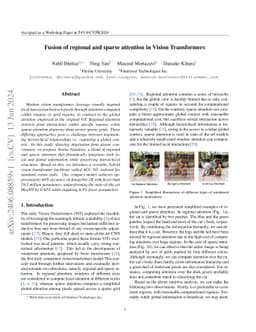 Fusion of regional and sparse attention in Vision Transformers