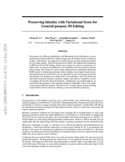 Preserving Identity with Variational Score for General-purpose 3D
  Editing