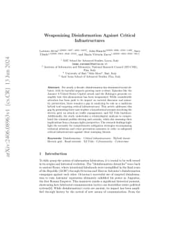 Weaponizing Disinformation Against Critical Infrastructures
