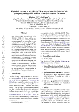 Chain-of-Though (CoT) prompting strategies for medical error detection
  and correction