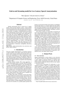 End-to-end Streaming model for Low-Latency Speech Anonymization