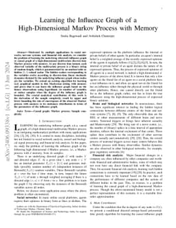Learning the Influence Graph of a High-Dimensional Markov Process with
  Memory