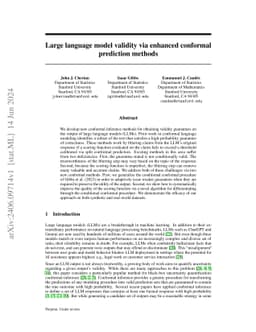 Large language model validity via enhanced conformal prediction methods