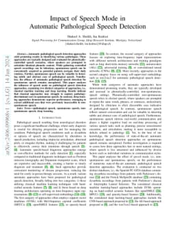Impact of Speech Mode in Automatic Pathological Speech Detection
