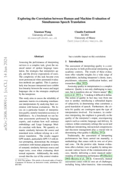 Exploring the Correlation between Human and Machine Evaluation of
  Simultaneous Speech Translation