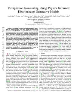 Precipitation Nowcasting Using Physics Informed Discriminator Generative
  Models