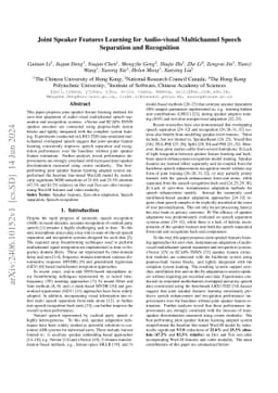 Joint Speaker Features Learning for Audio-visual Multichannel Speech
  Separation and Recognition