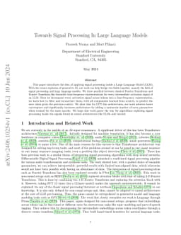 Towards Signal Processing In Large Language Models