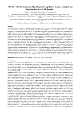 COVID-19 Twitter Sentiment Classification Using Hybrid Deep Learning
  Model Based on Grid Search Methodology