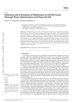Detection and Utilization of Reflections in LiDAR Scans Through Plane
  Optimization and Plane SLAM