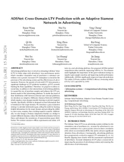 ADSNet: Cross-Domain LTV Prediction with an Adaptive Siamese Network in
  Advertising