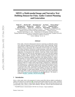 MINT: a Multi-modal Image and Narrative Text Dubbing Dataset for Foley
  Audio Content Planning and Generation