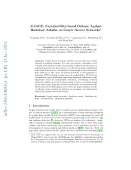 E-SAGE: Explainability-based Defense Against Backdoor Attacks on Graph
  Neural Networks