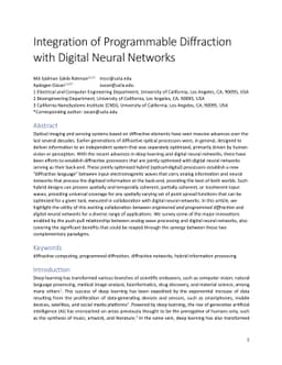 Integration of Programmable Diffraction with Digital Neural Networks