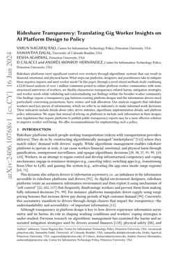 Rideshare Transparency: Translating Gig Worker Insights on AI Platform
  Design to Policy