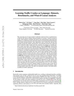Learning Traffic Crashes as Language: Datasets, Benchmarks, and What-if
  Causal Analyses